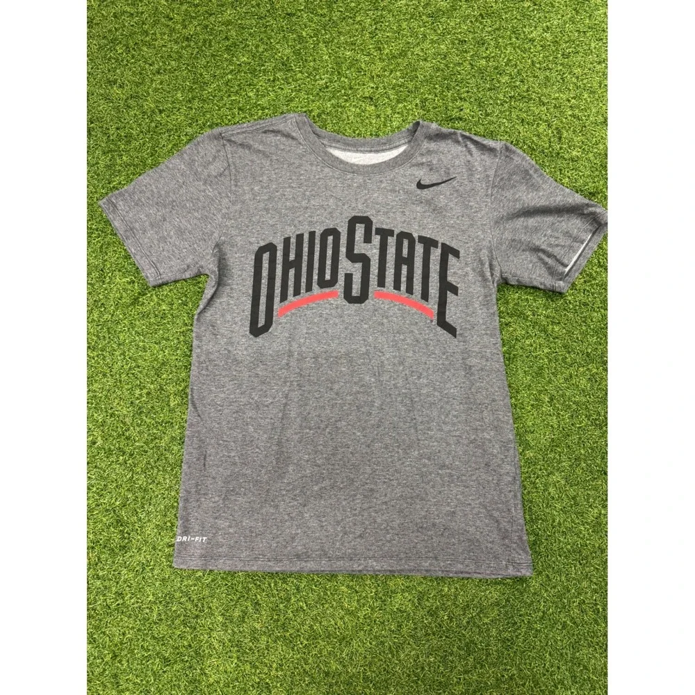 Nike Dri-FIT Ohio State Buckeyes Gray Athletic T-Shirt Mens Small NCAA Fan Gear